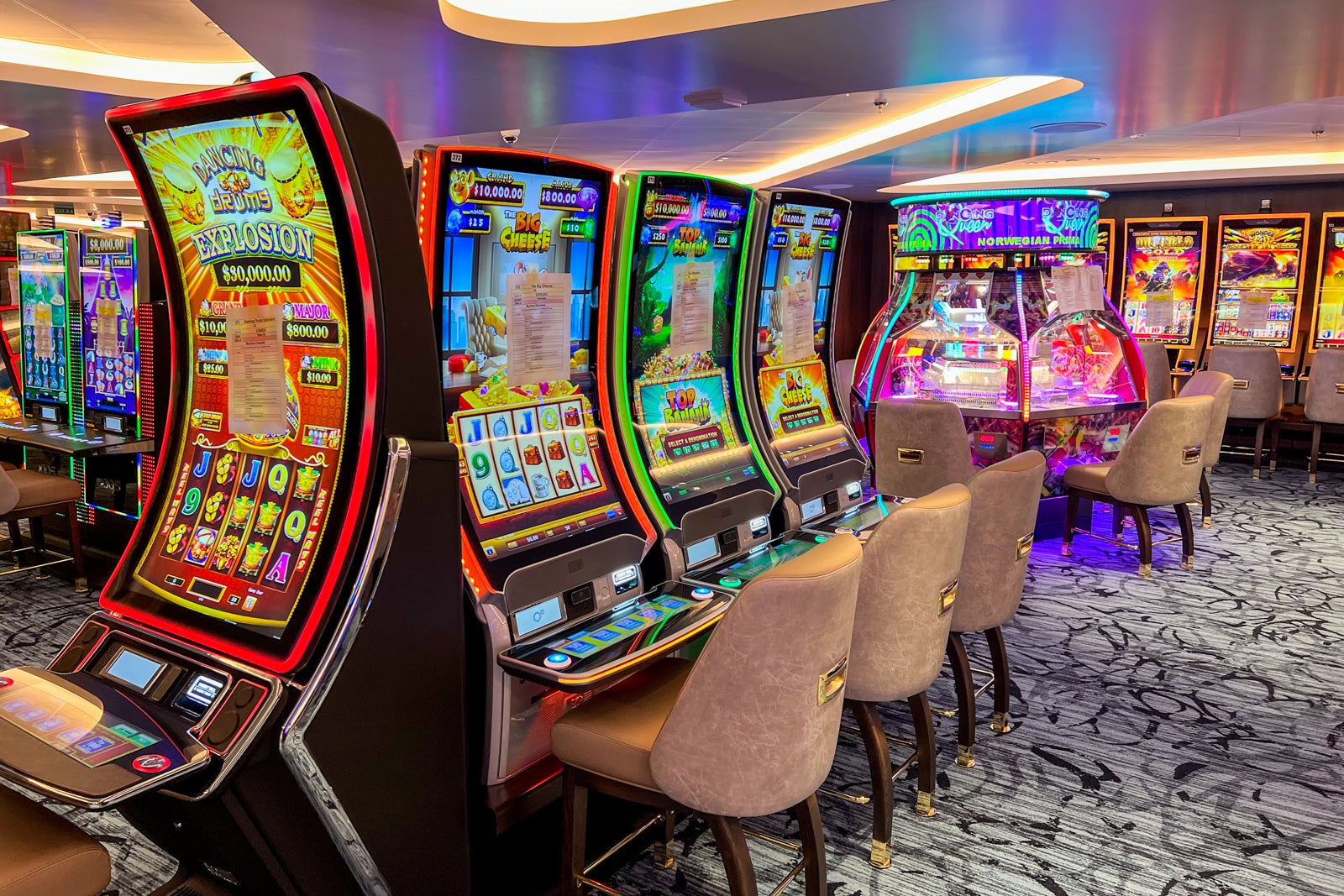 Slot machines in Norwegian Prima's cruise ship casino