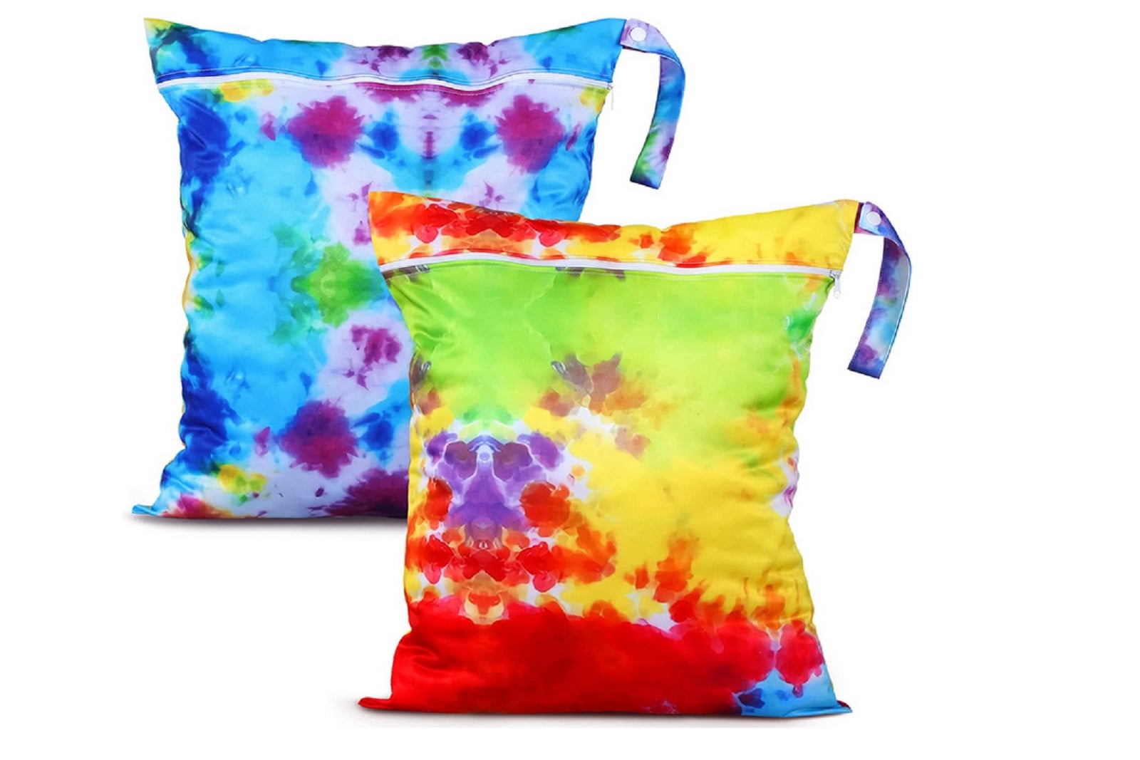 A set of two tie-dyed laundry bags