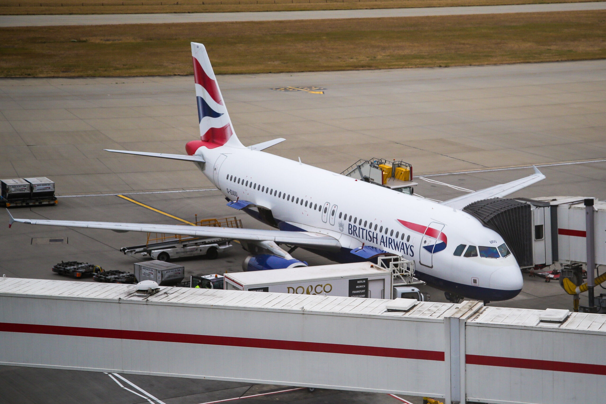 British Airways plane at the gate in London Heathrow Terminal 5