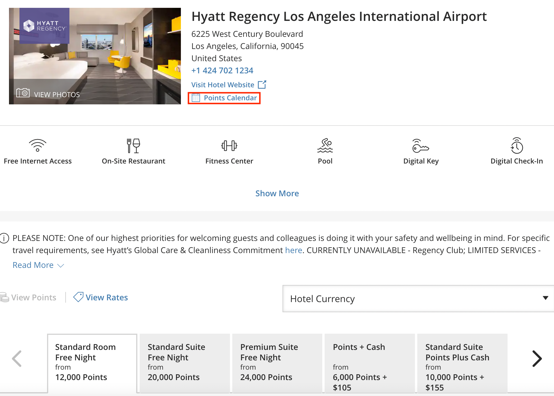 Searching for a Hyatt stay on points and cash at the Hyatt Regency LAX