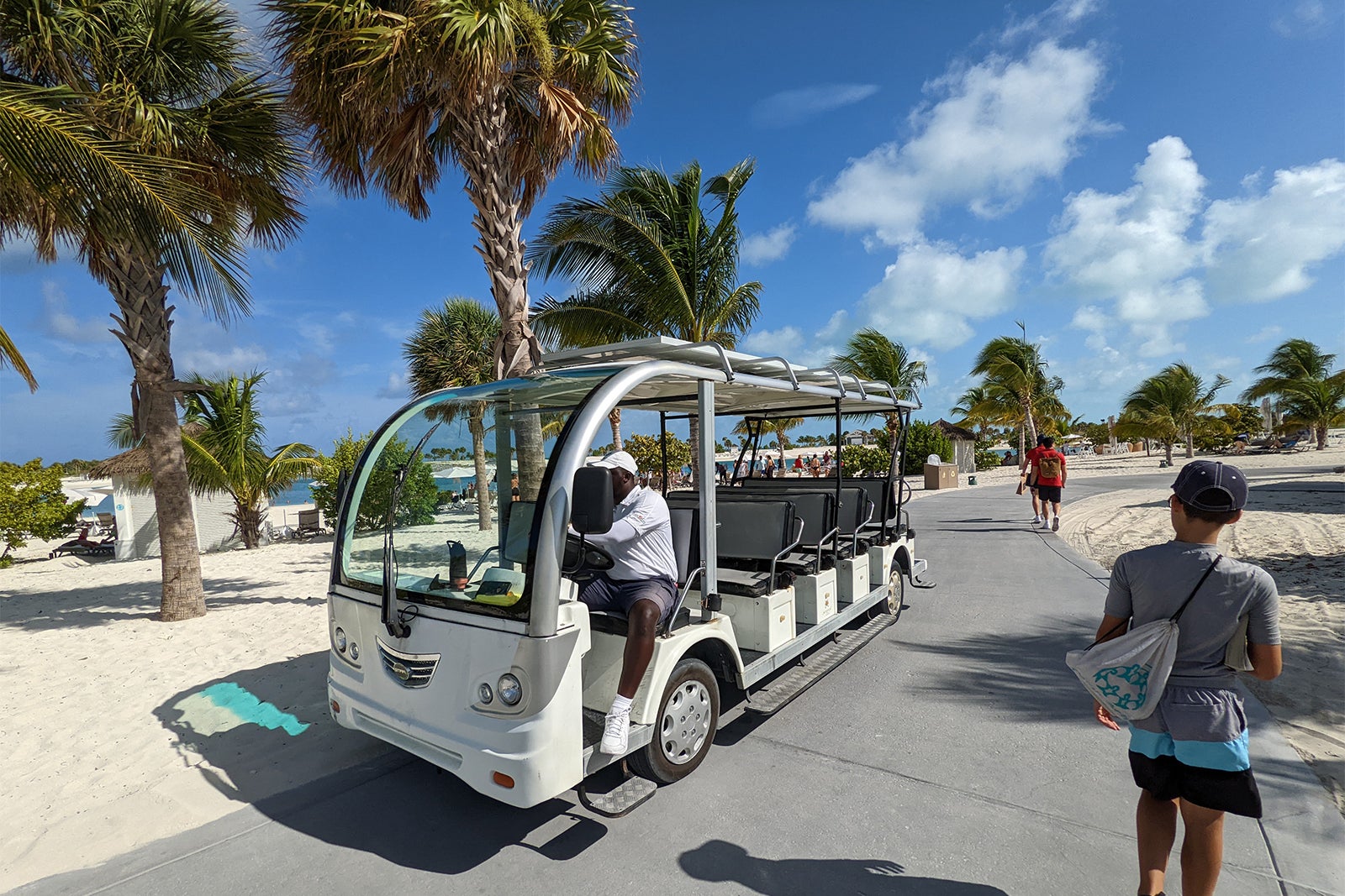 Tram on Ocean Cay island