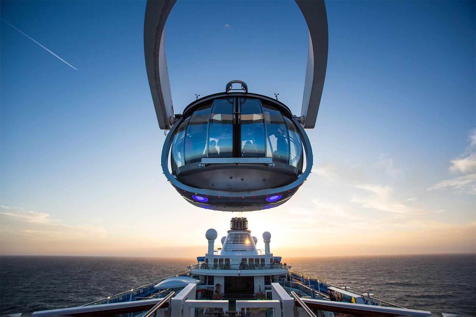 Cruise ship at sea with raised viewing pod