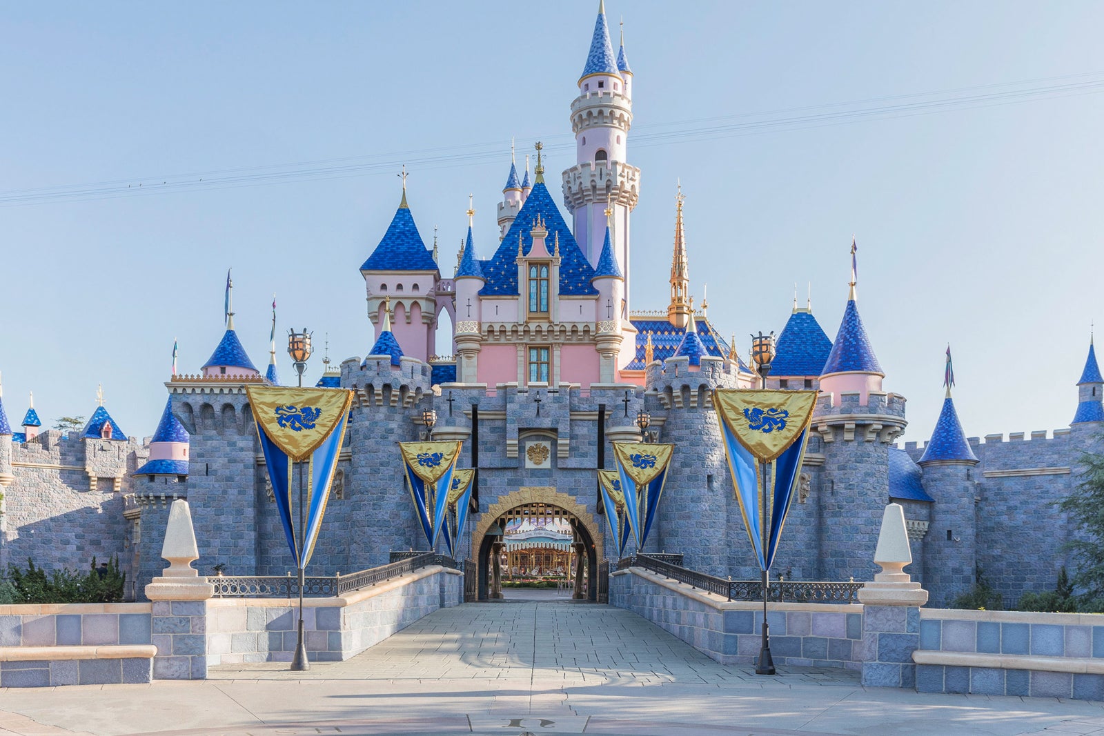 The front entrance of Sleeping Beauty Castle at Disneyland Park