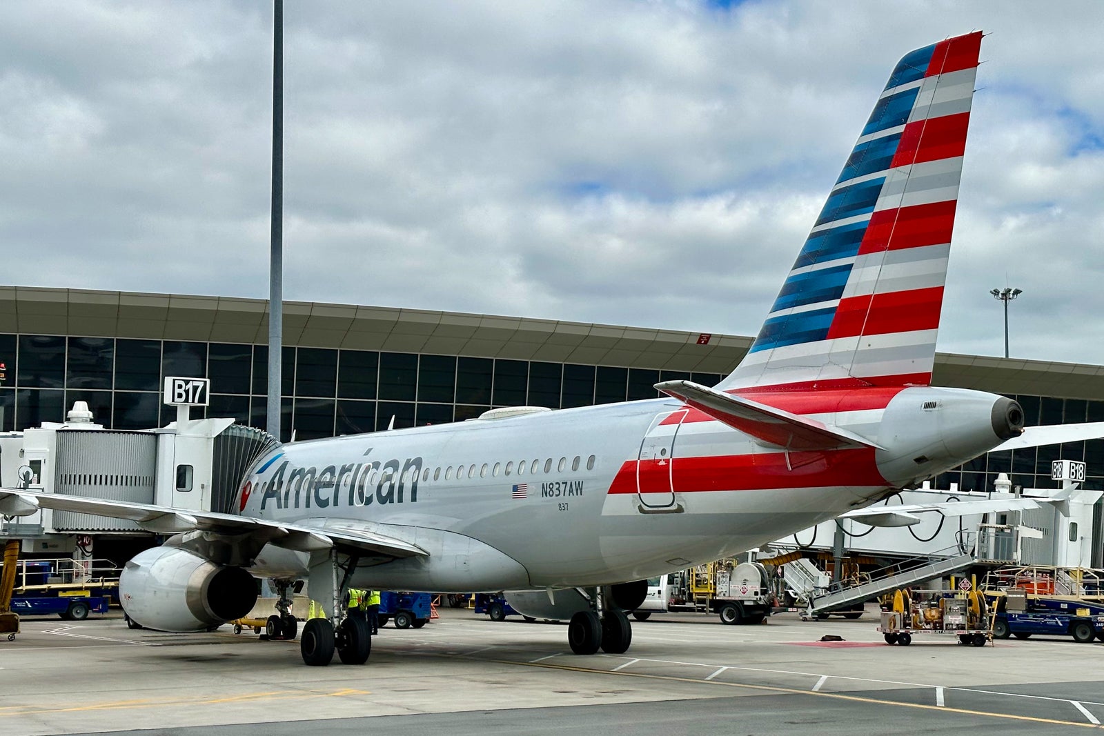 American Airlines Airbus jet at the gate