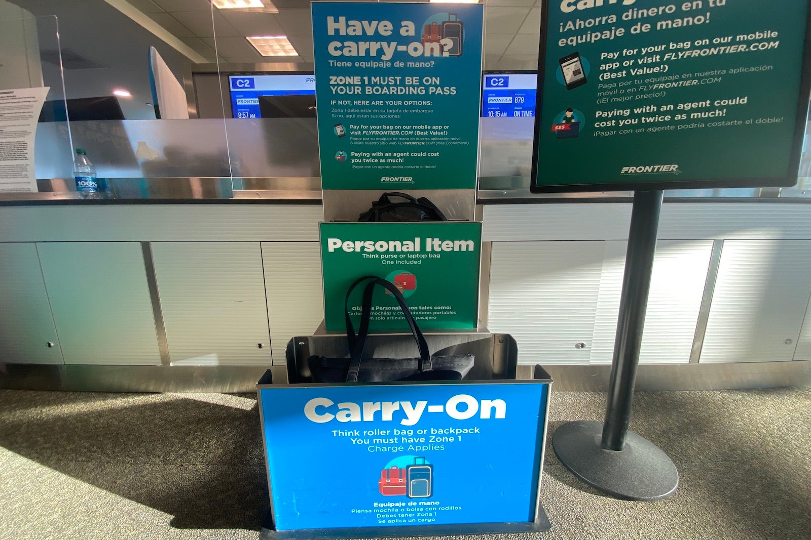 Frontier Airlines carry-on sizer