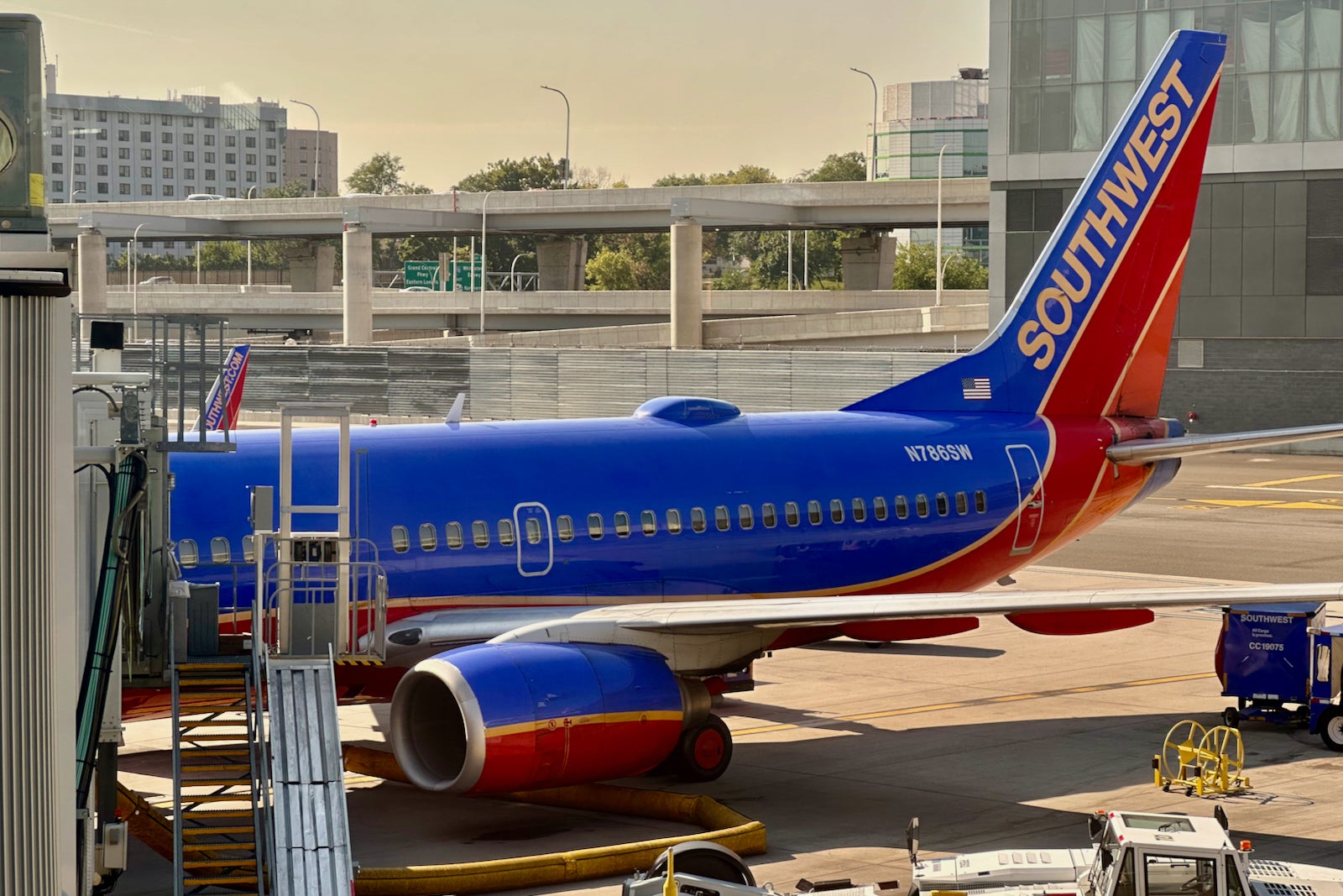 Southwest plane at airport gate