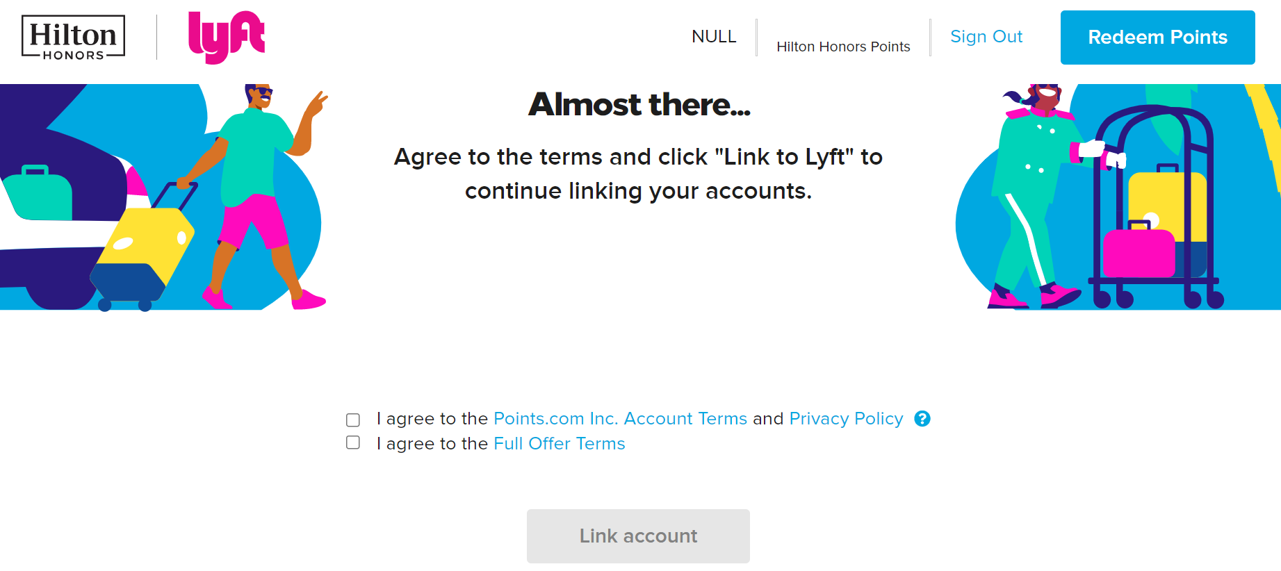 Linking Hilton and Lyft accounts