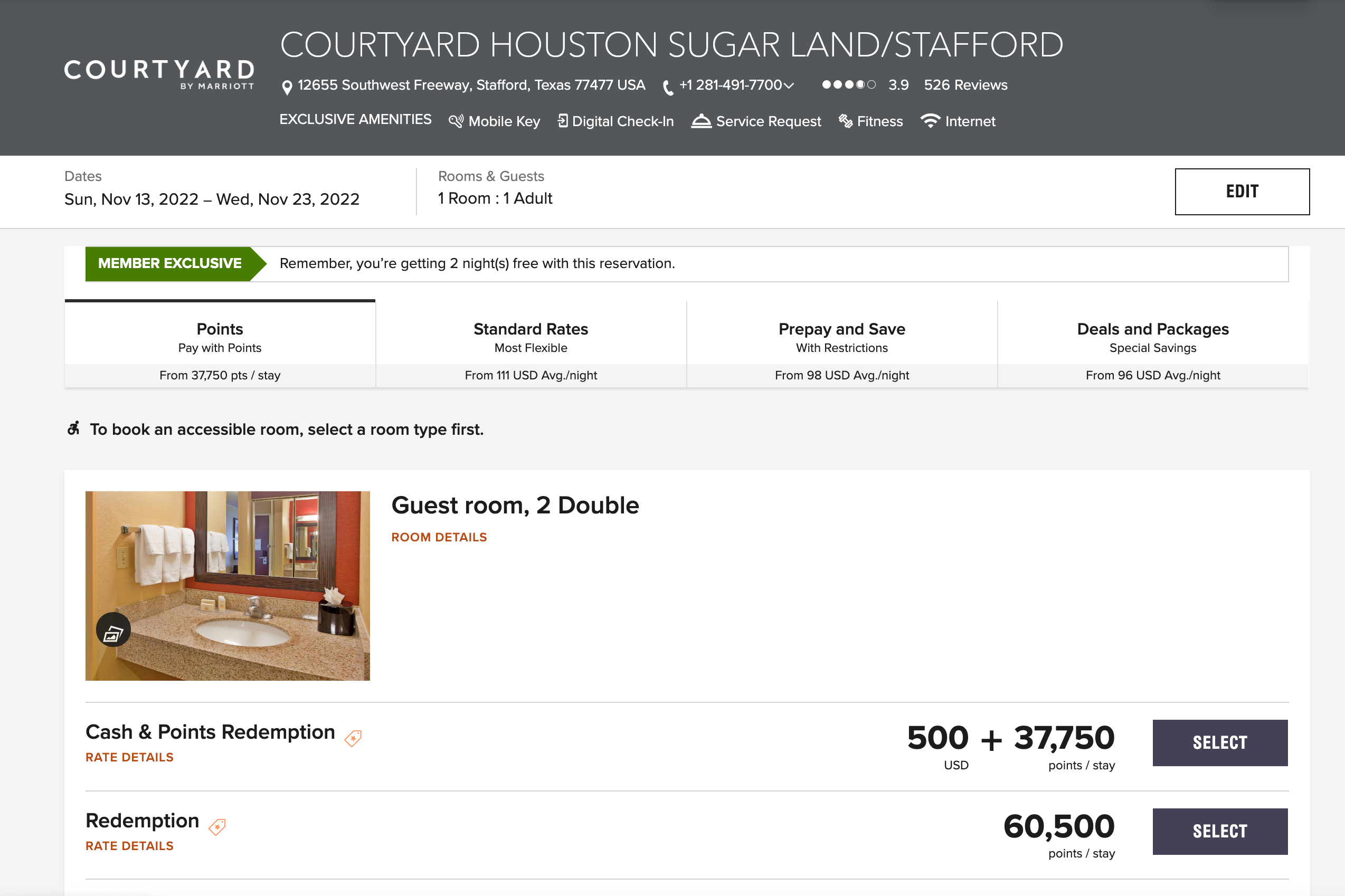 10 nights at the Courtyard by Marriott Houston Sugar Land:Stafford