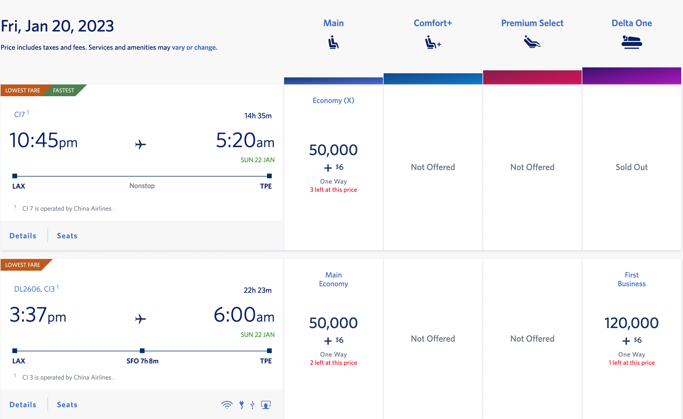 Booking a flight to TPE on Delta SkyMiles