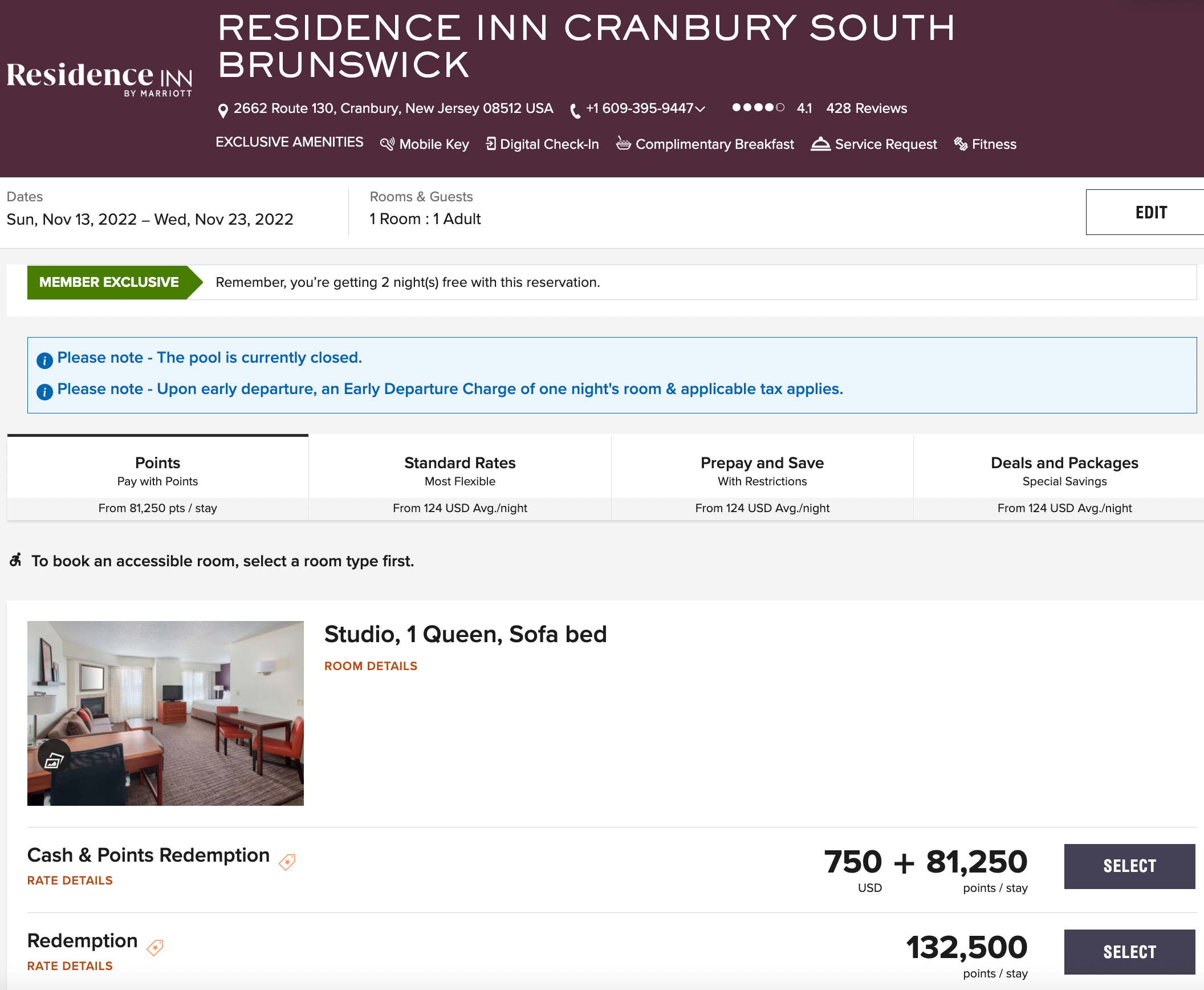 Booking a mattress run at the Residence Inn by Marriott Cranbury South Brunswick