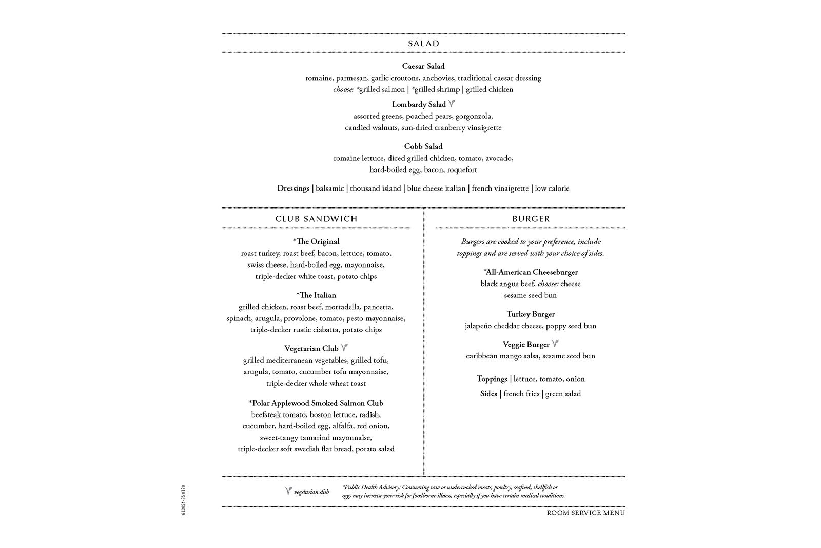 Oceania cruise room service menu