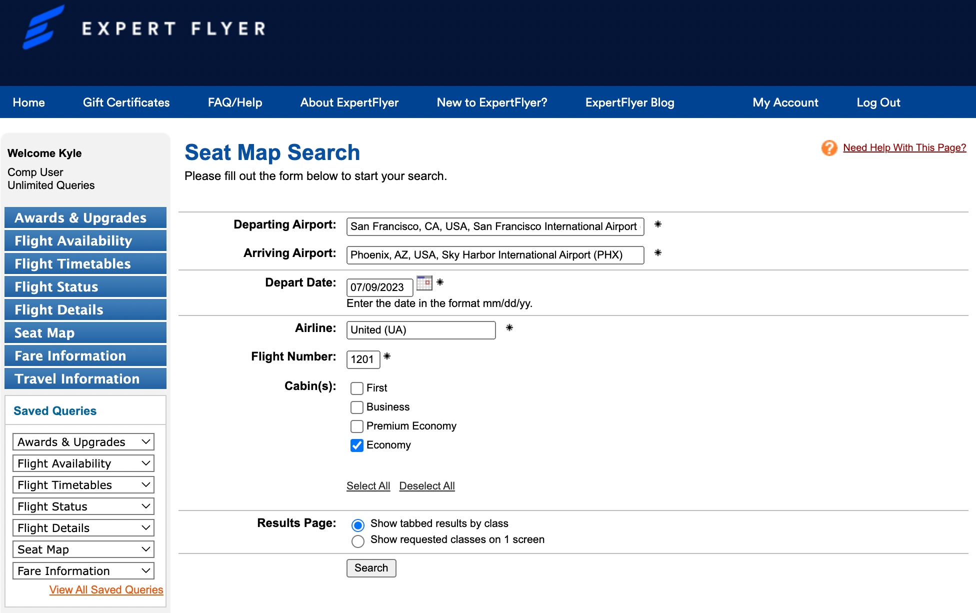Enter your flight information to create a set alert