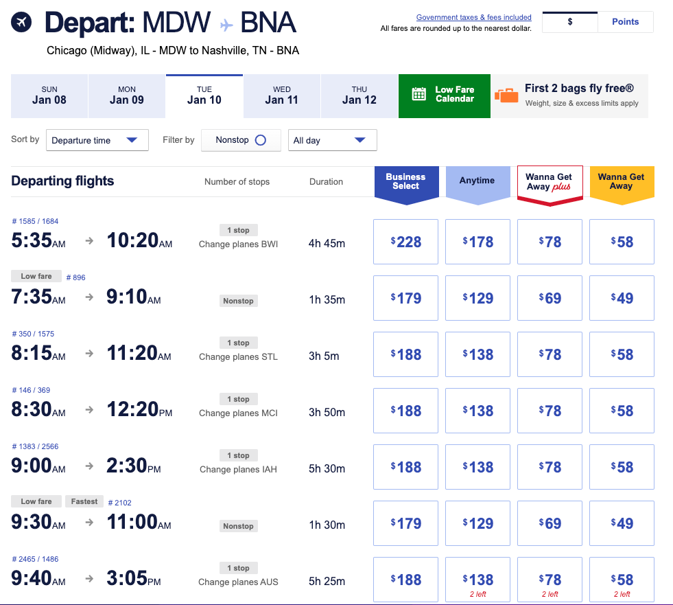 flight options