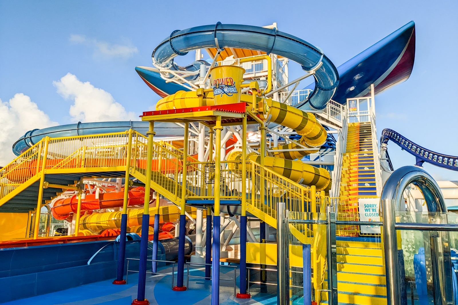 Cruise ship water slides