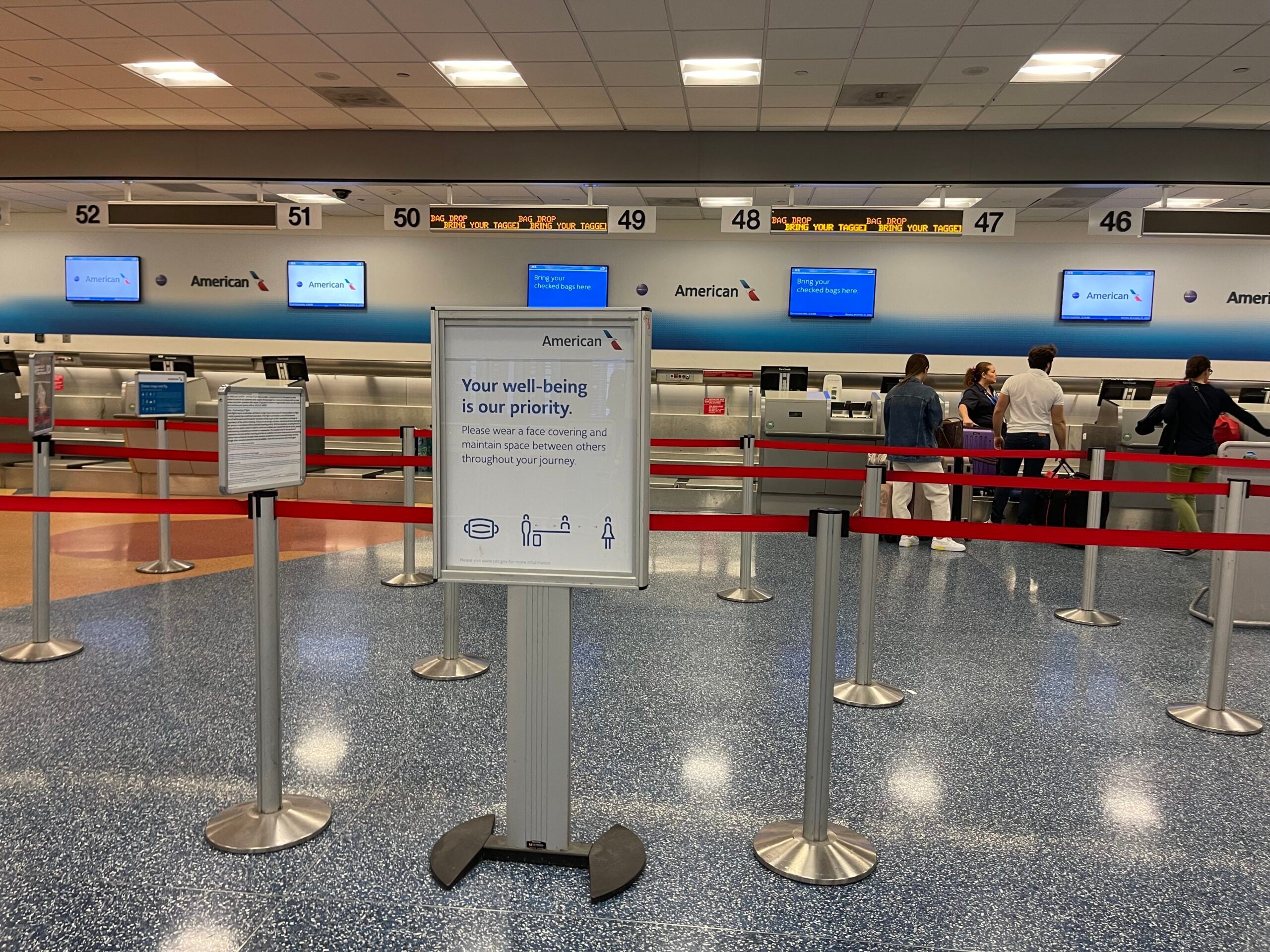 American Airlines check in counter at MIA