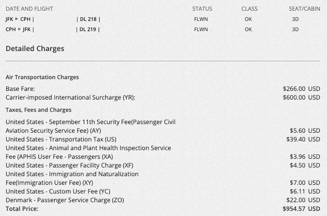 Delta ticket price breakdown