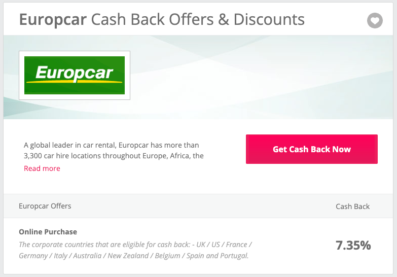 Europcar on TopCashBack