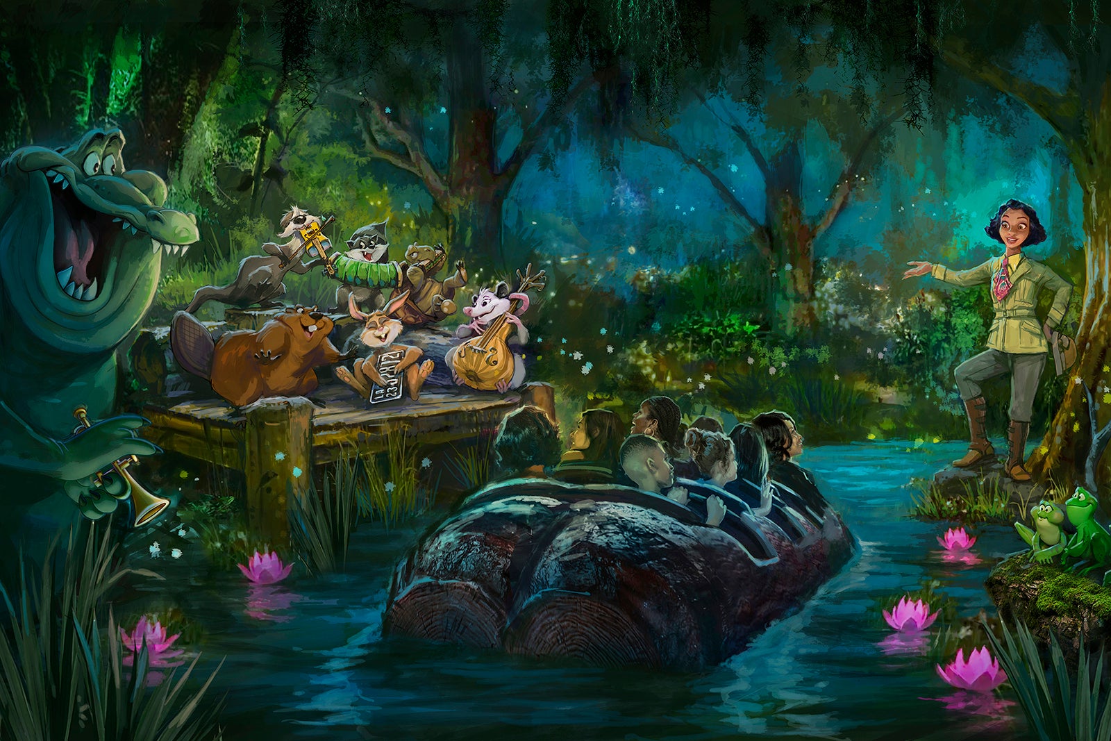 Rendering of Tiana's Bayou Adventure ride