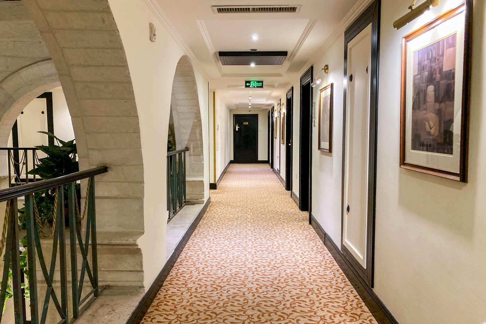open-air hallways in a hotel