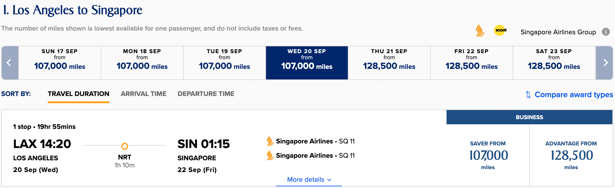 Booking LAX to SIN using KrisFlyer