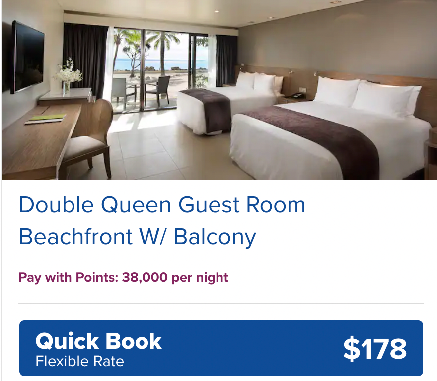 Booking a room at the Doubletree Fiji