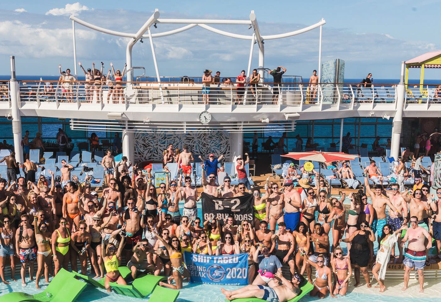 College kids partying on a spring break cruise