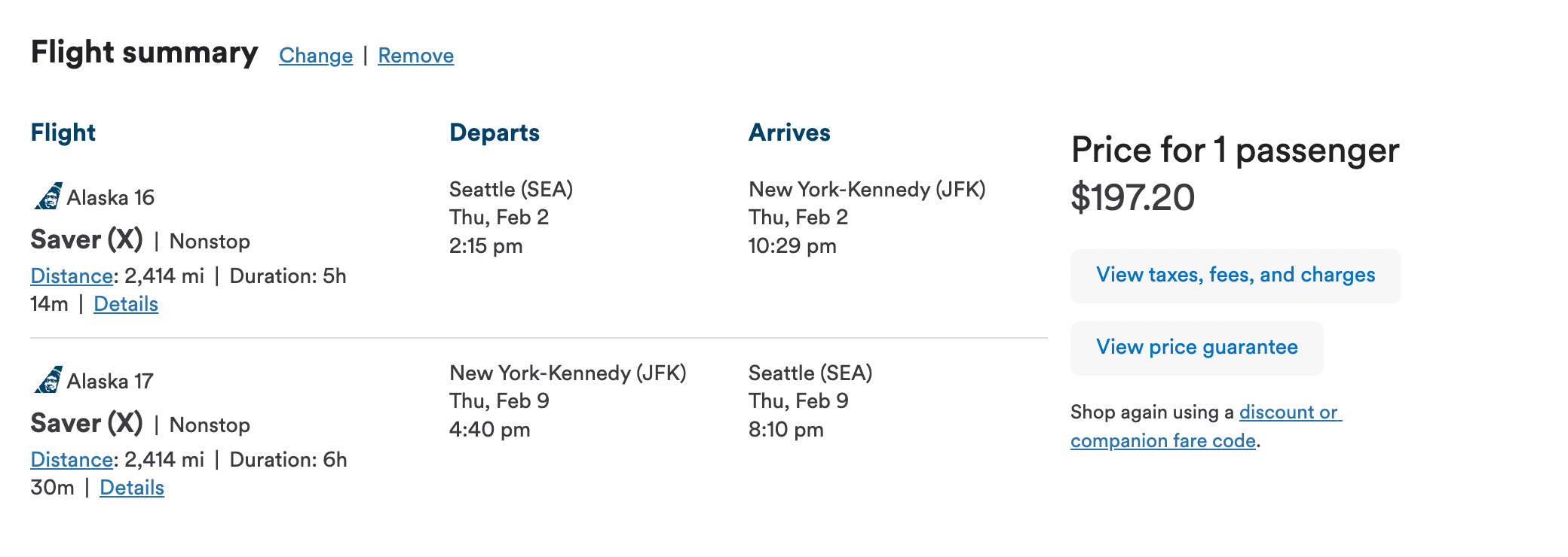 Flight information from Seattle