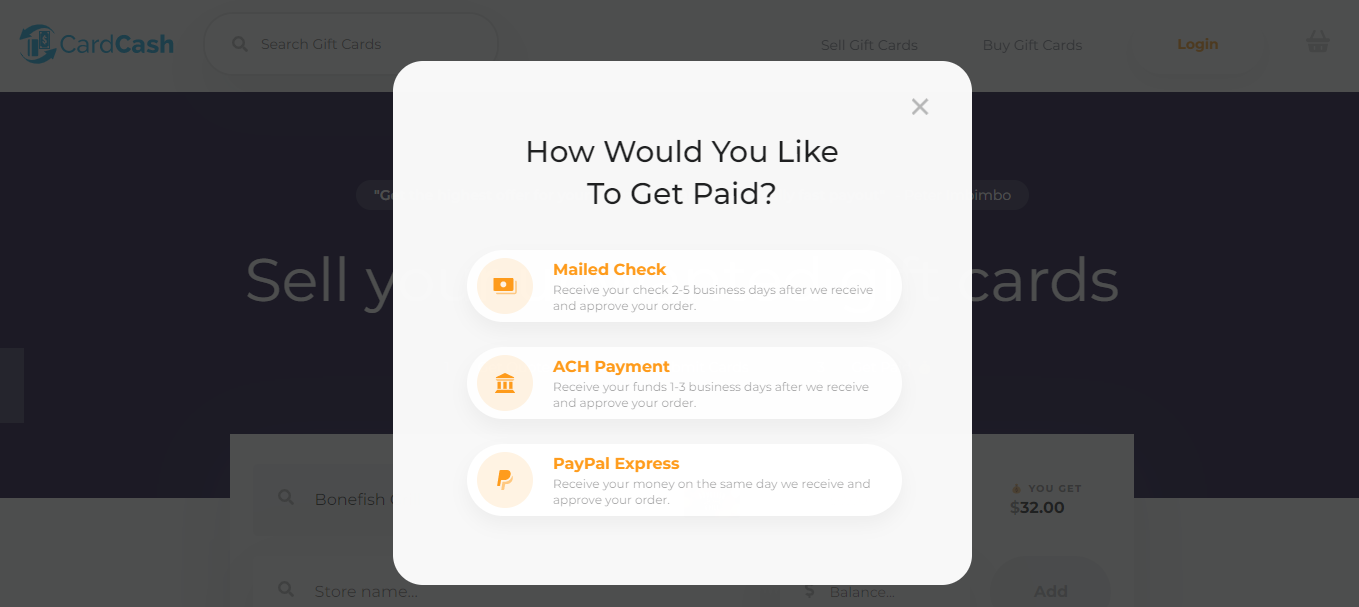 Sell unwanted gift cards with CardCash