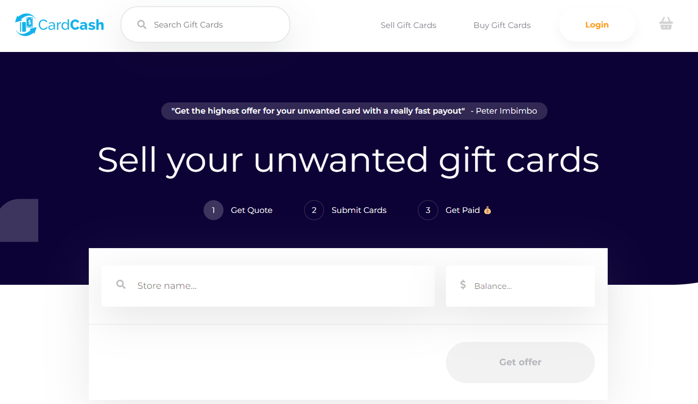 Sell unwanted gift cards with CardCash