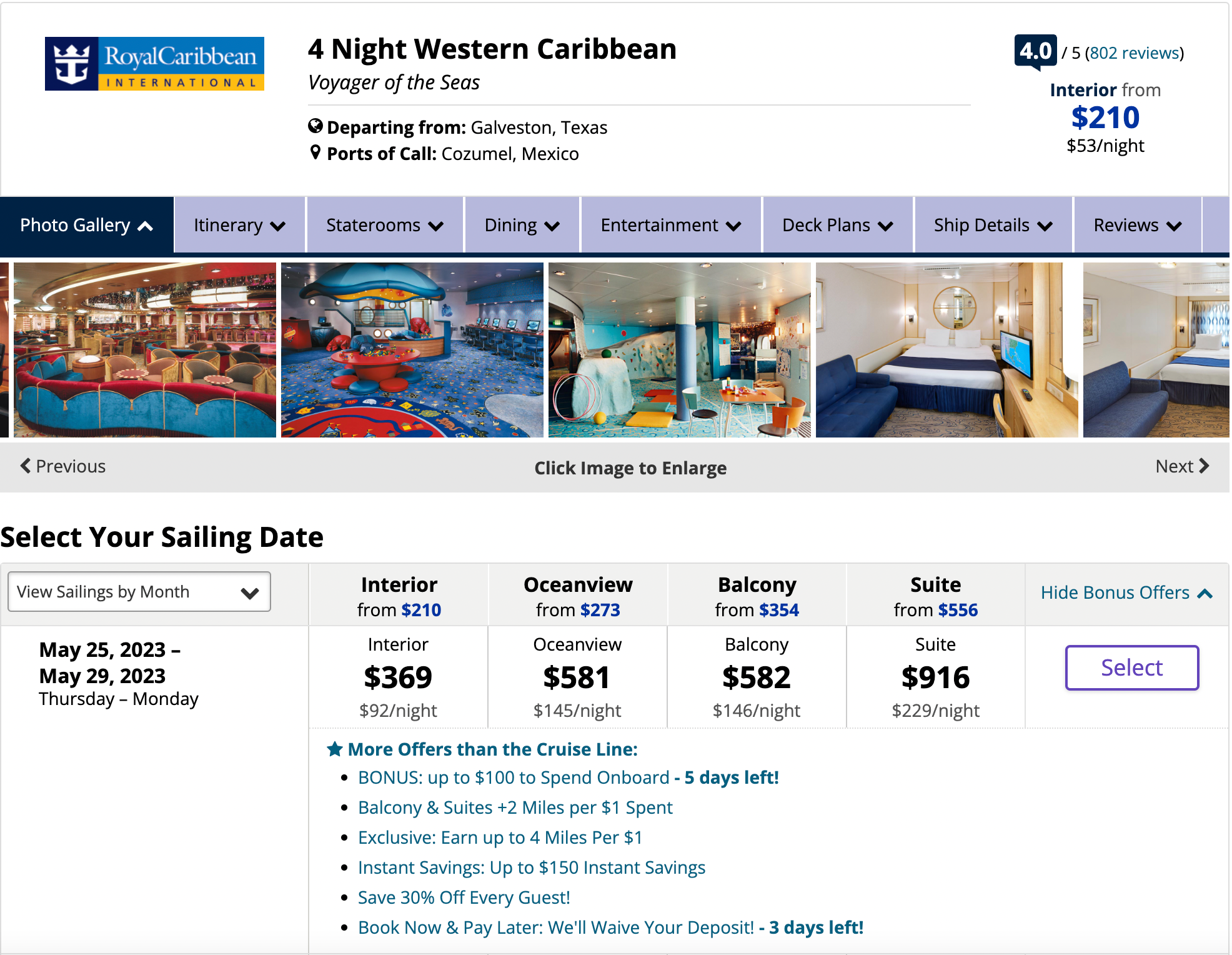 Booking a Royal Caribbean cruise on the United Cruises portal