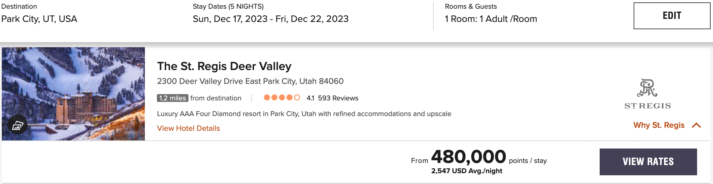Booking a stay at the St. Regis Deer Valley
