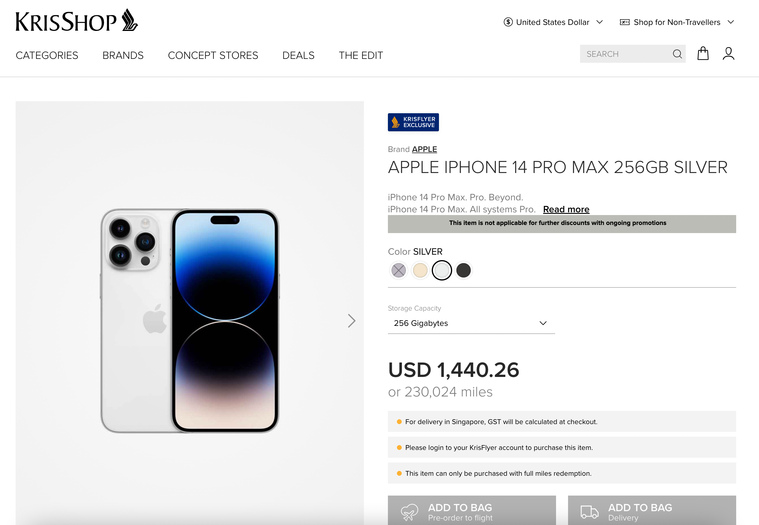 Buying an iPhone 14 Pro Max on KrisShop