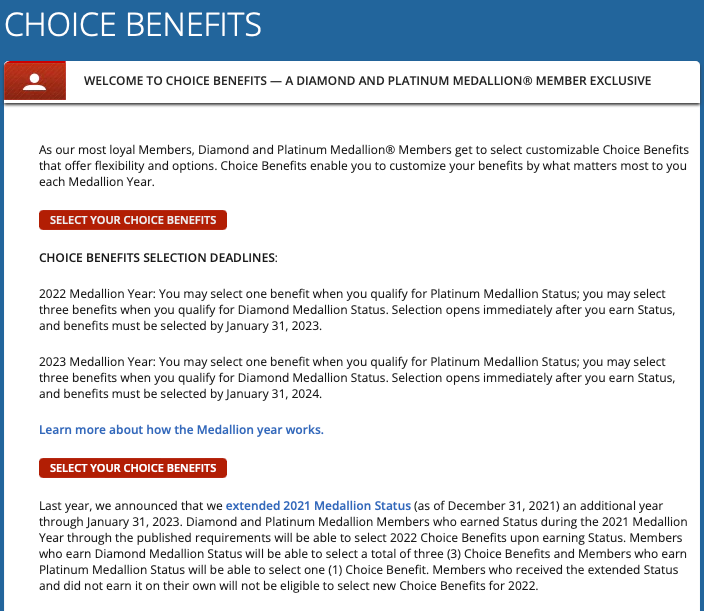 Delta Choice Benefits page