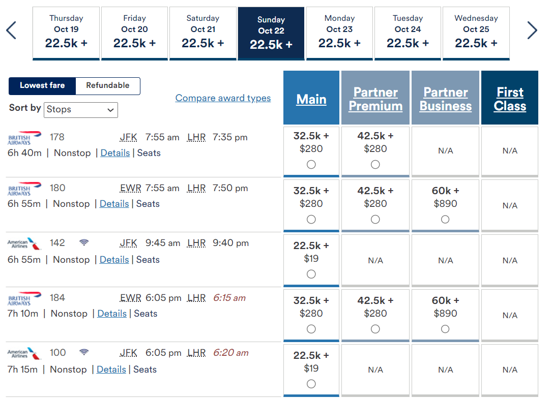 EWR to LHR with high taxes