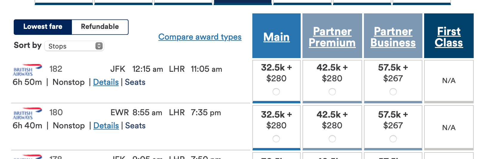 EWR to LHR with low taxes