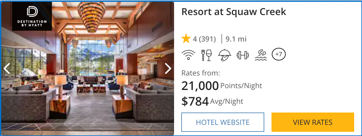 World of Hyatt points at Squaw