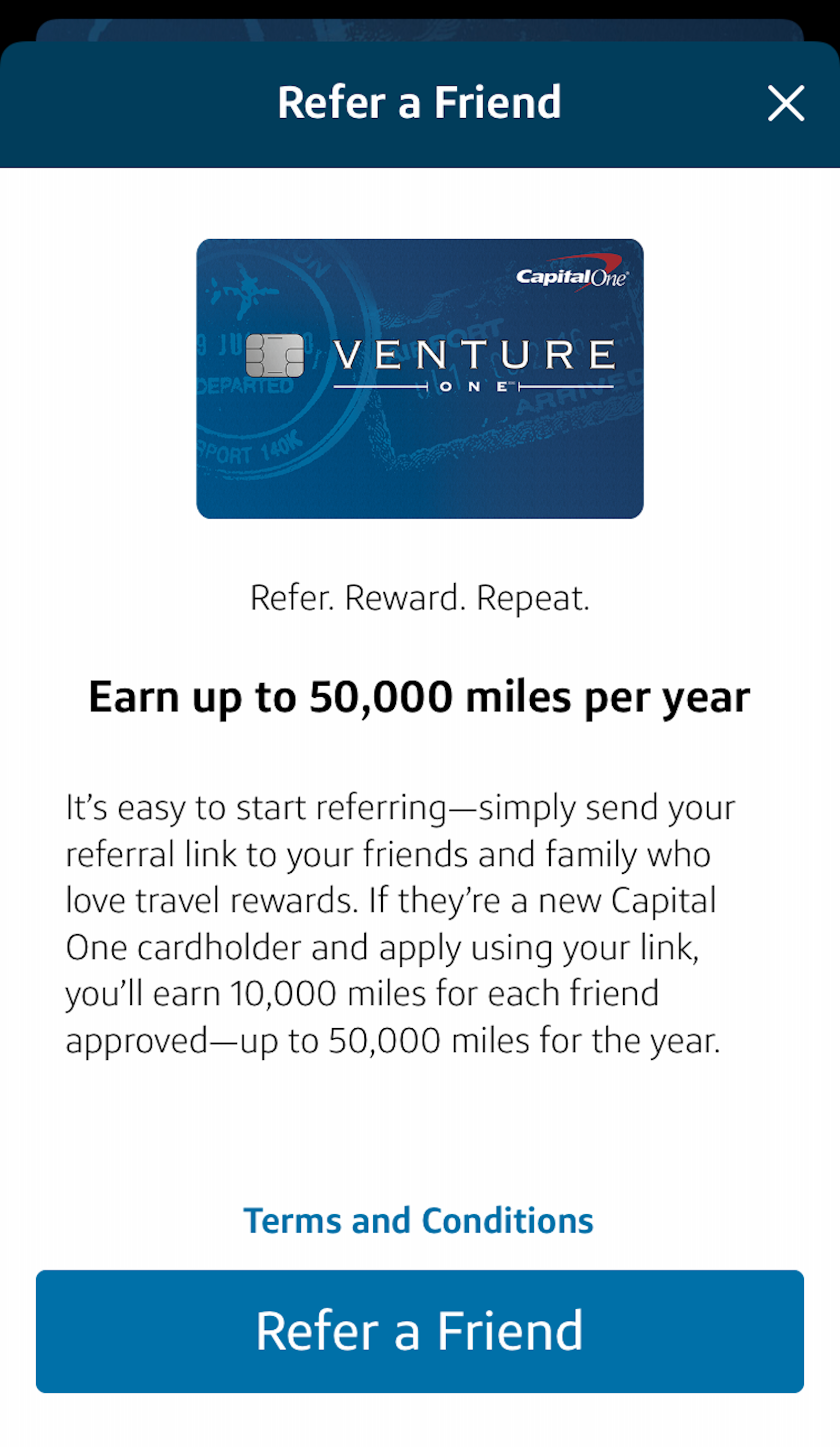 offer details for credit card referral bonus