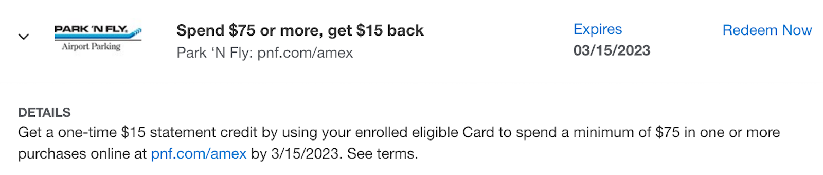 details of an Amex Offer