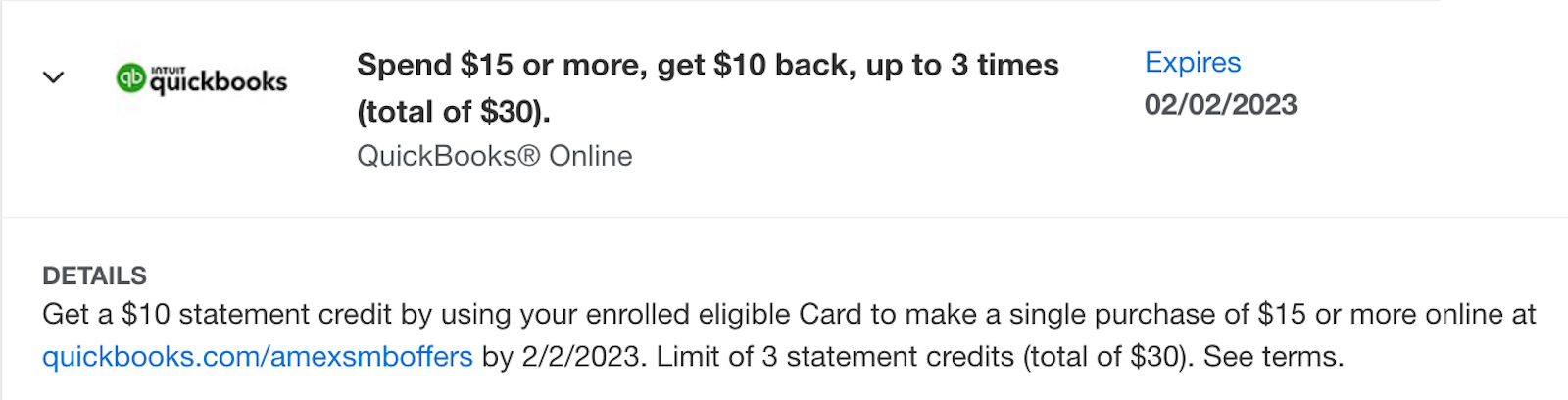 details of a rebate offer for credit card spending