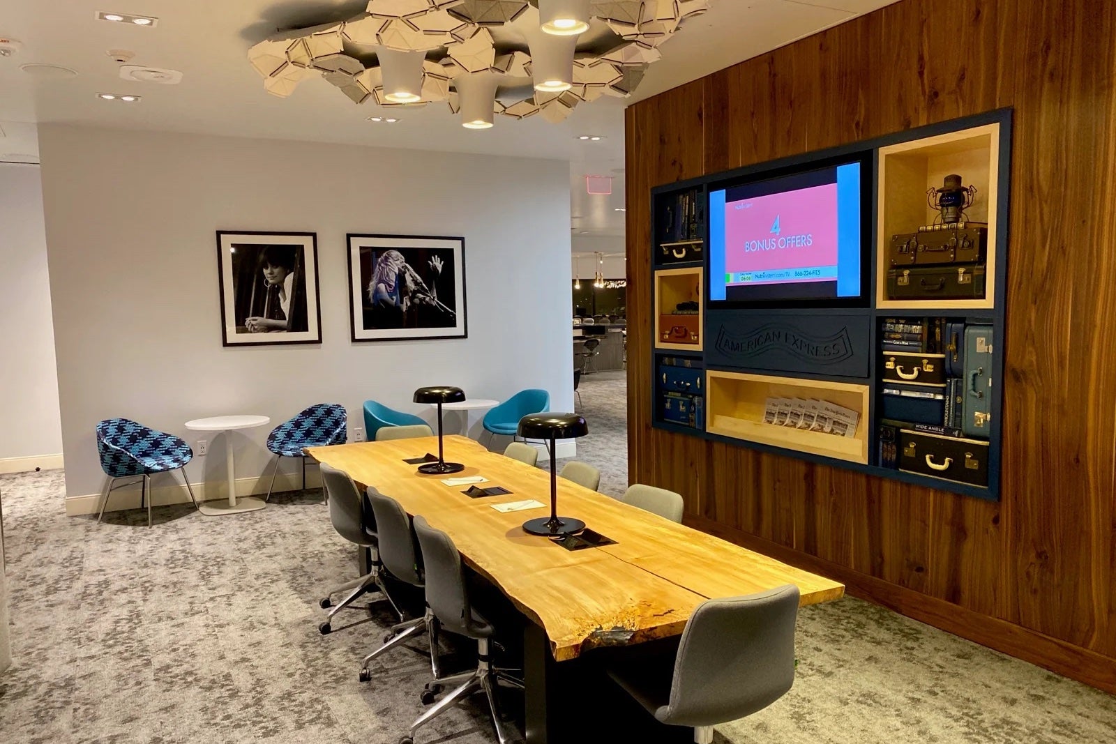 a meeting space inside an airport lounge