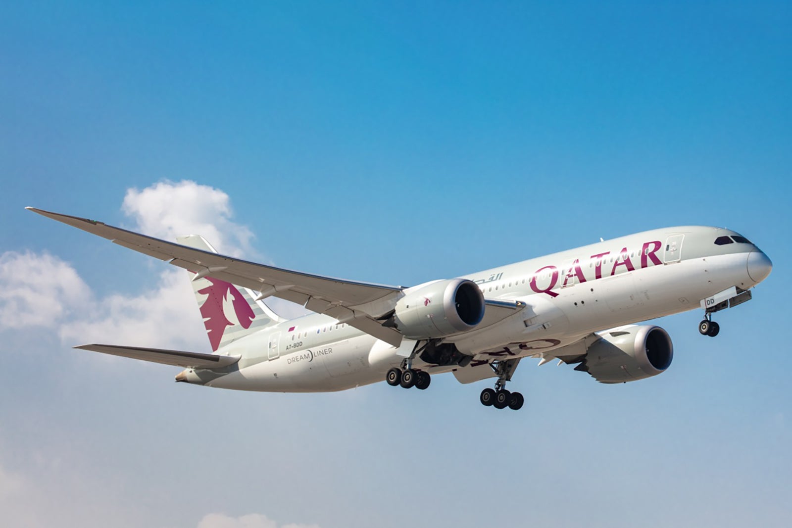 Qatar Airways plane in sky