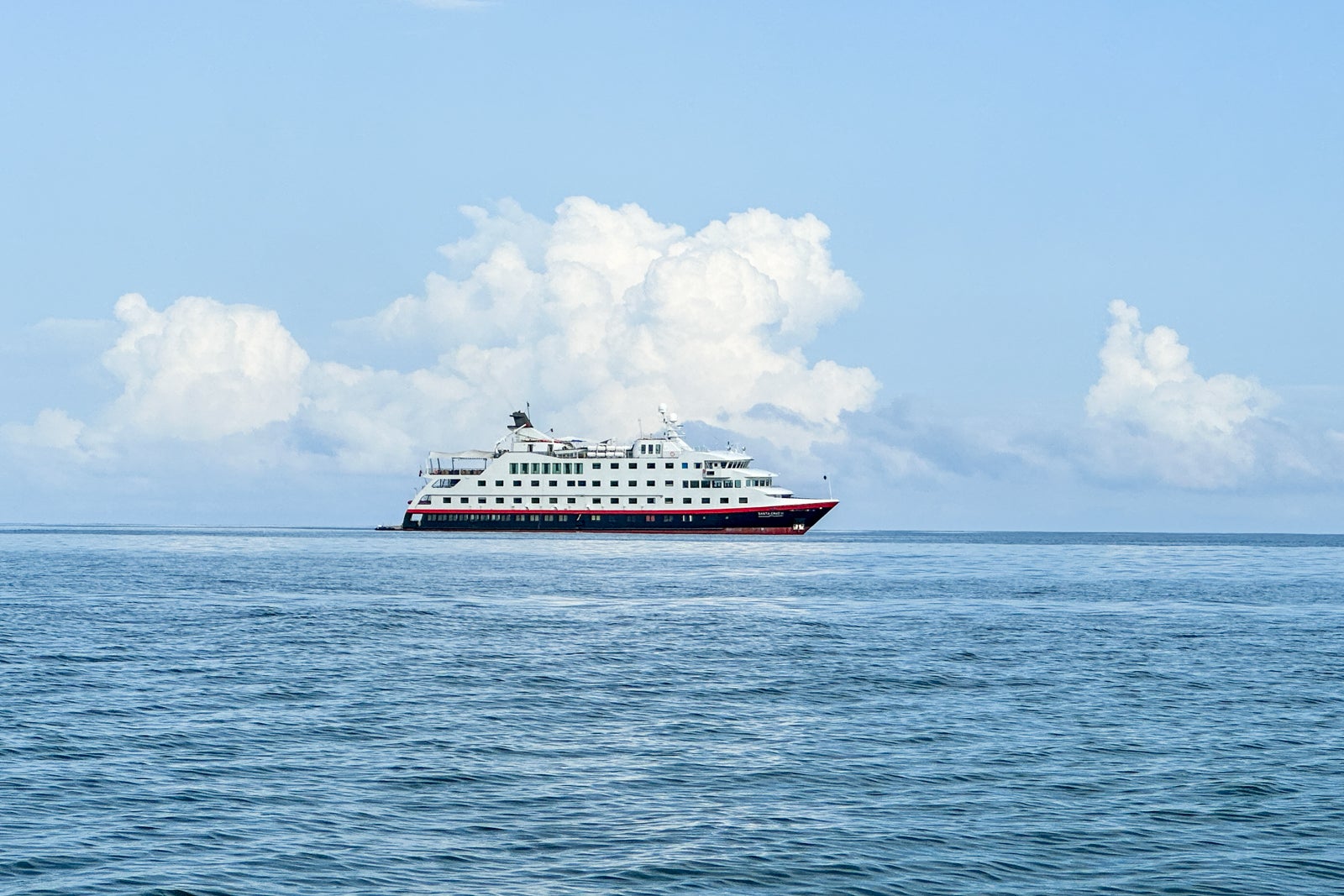 Hurtigruten's Santa Cruz II off the coast of the Galapagos Islands.