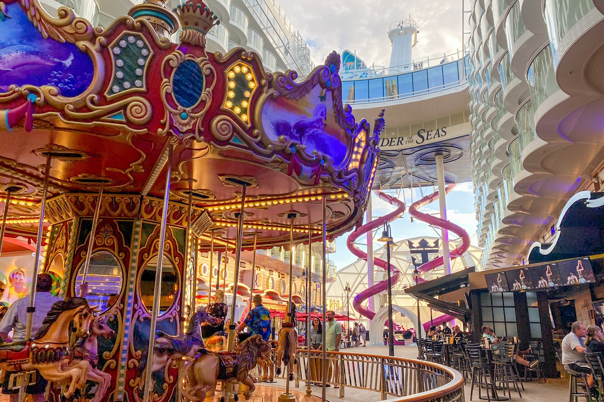 The Boardwalk carousel on a Royal Caribbean ship.