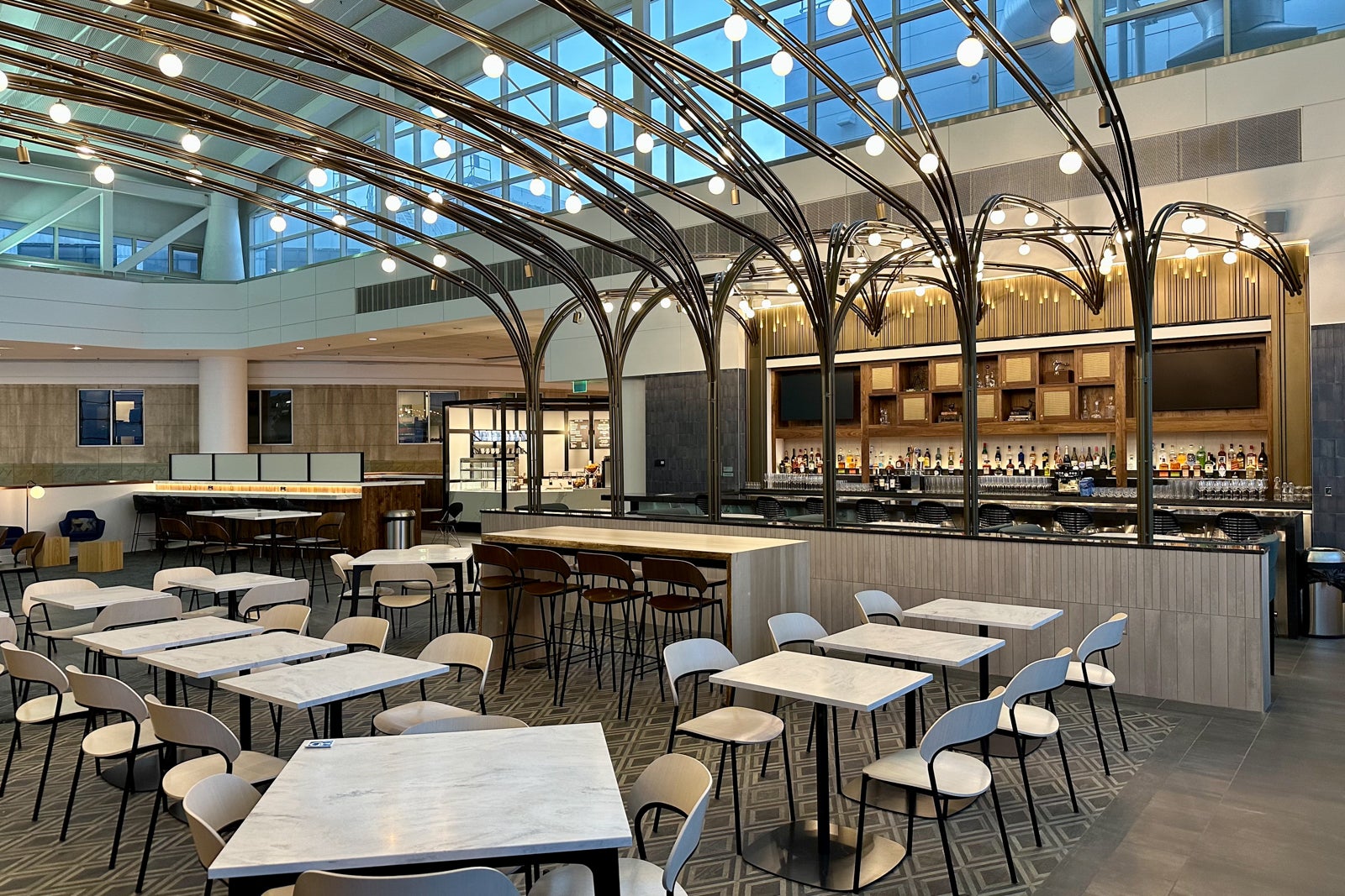 bar and seating area in Amex Centurion lounge