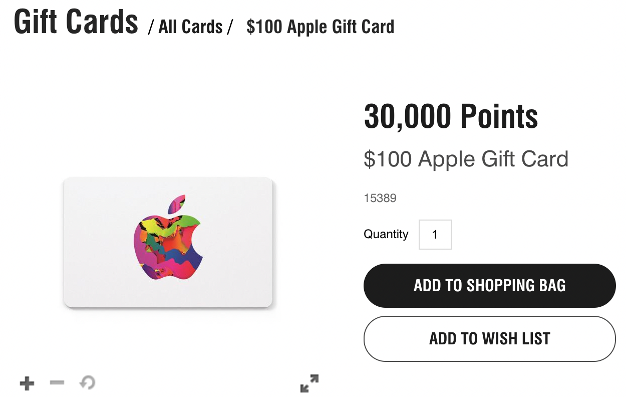 Buying an Apple gift card with Marriott points