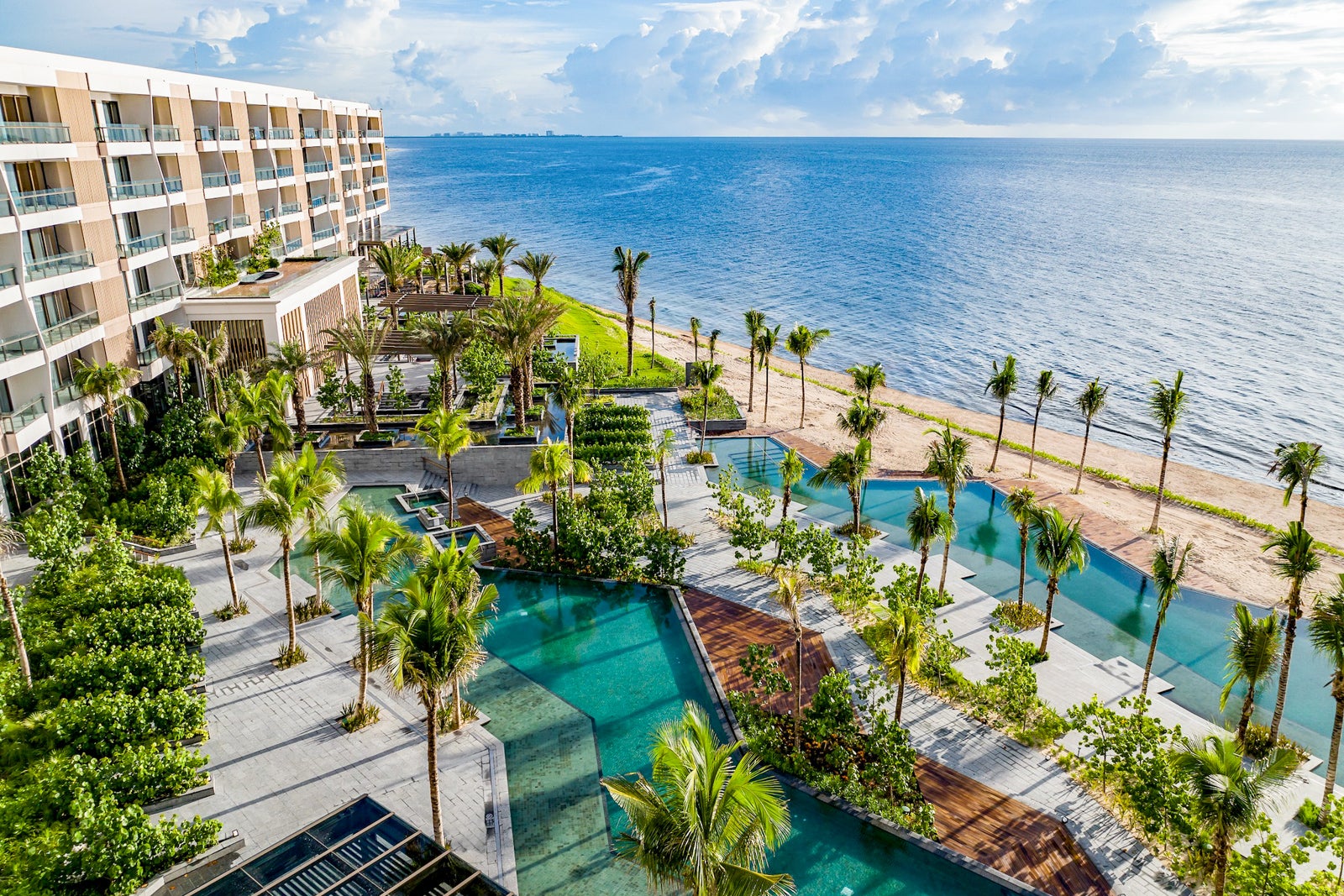 beach and pool aerial view