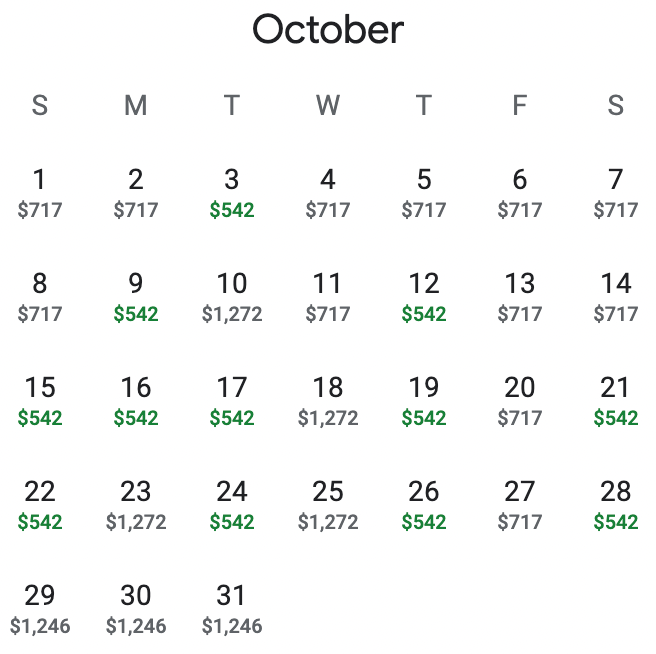 October premium economy