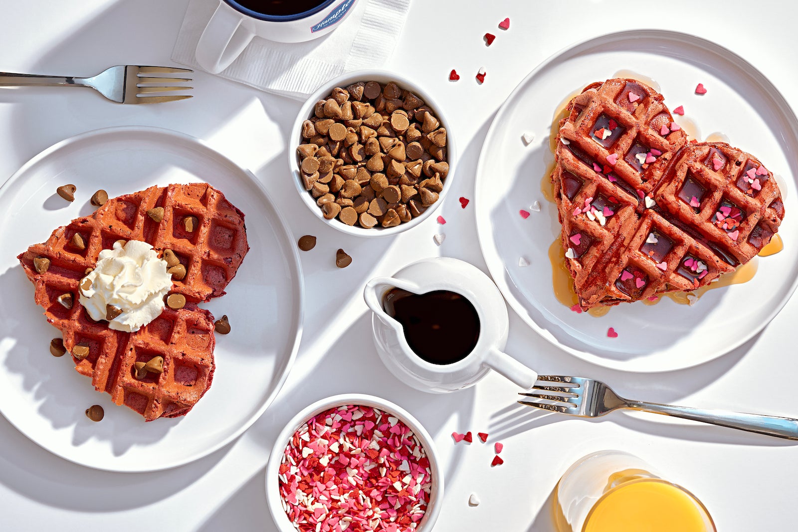 Celebrate Valentine’s Day this month with red velvet waffles at Hampton hotels