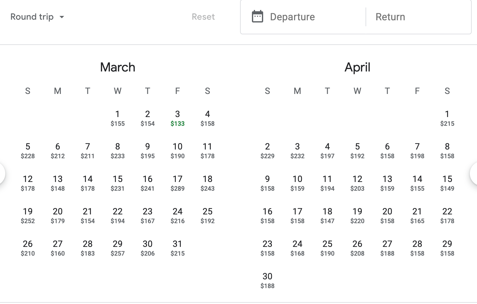 google flights options