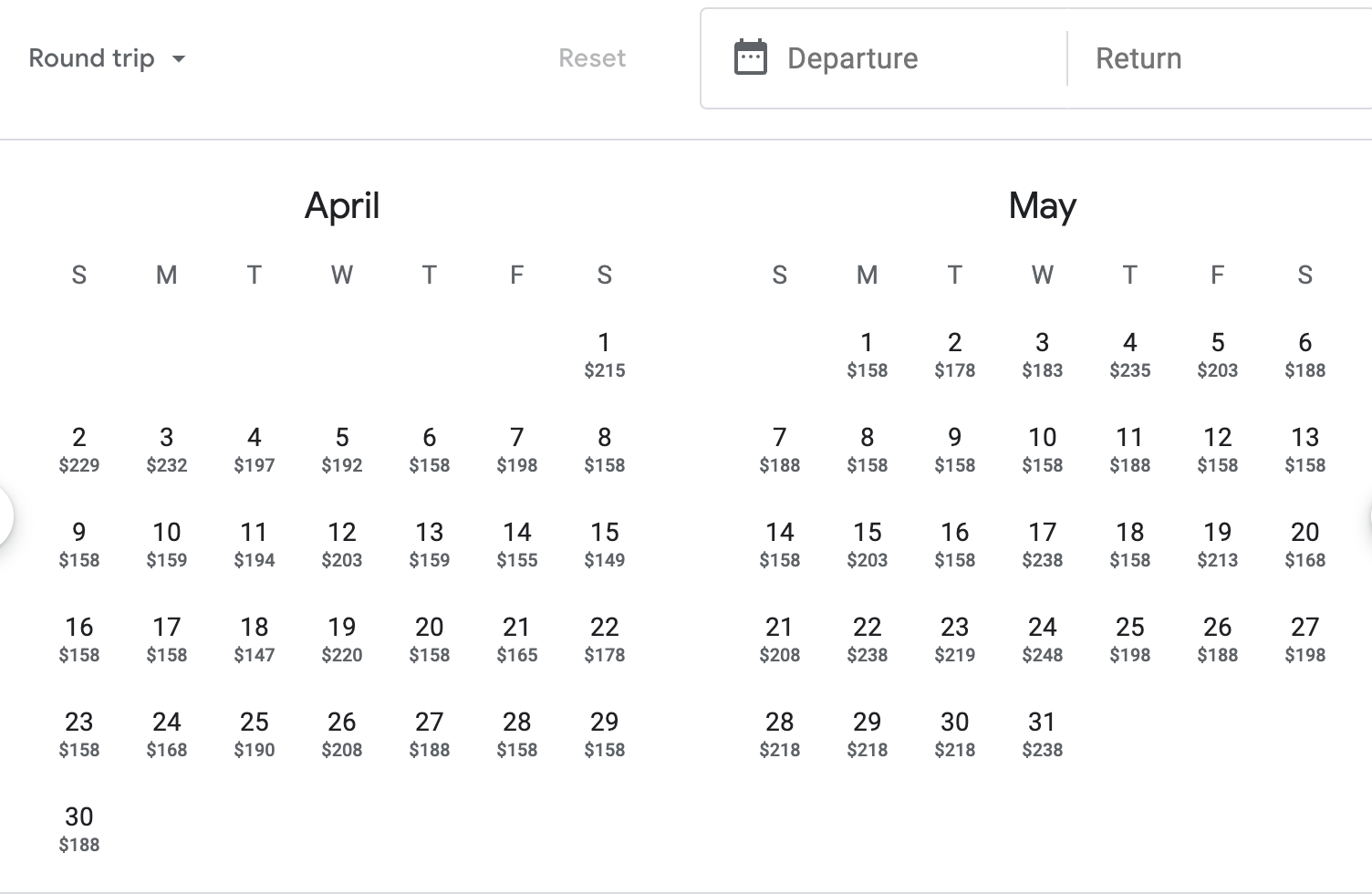 google flights options